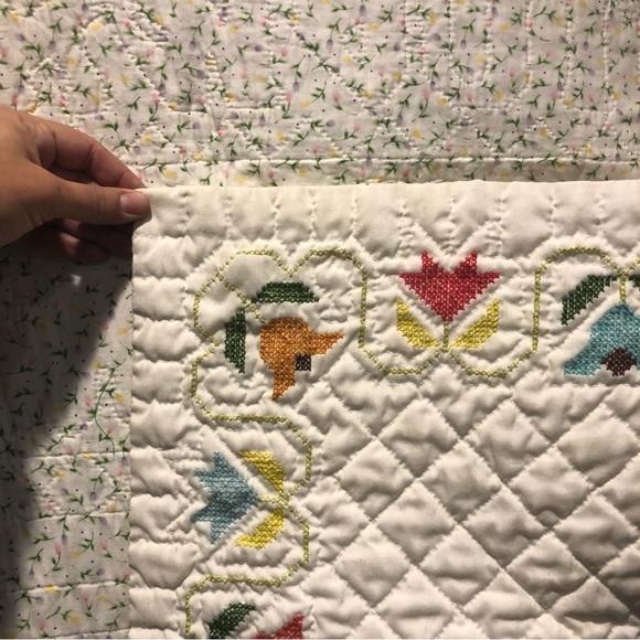 Handmade hand stitched baby blanket 41 x 41 - Picture 9 of 11